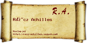 Rácz Achilles névjegykártya