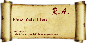 Rácz Achilles névjegykártya